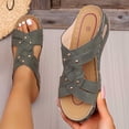 thumbnail image 2 of Yyuenw Ladies PU Open Toe Cross Strap Wedge Slides Casual Beach Vacation Footwear, 2 of 9