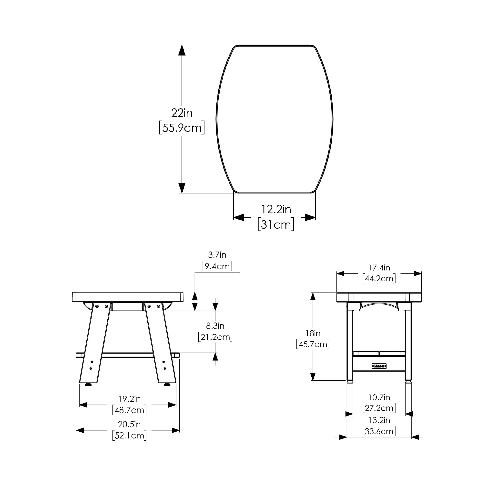 Mesa Side Table - White