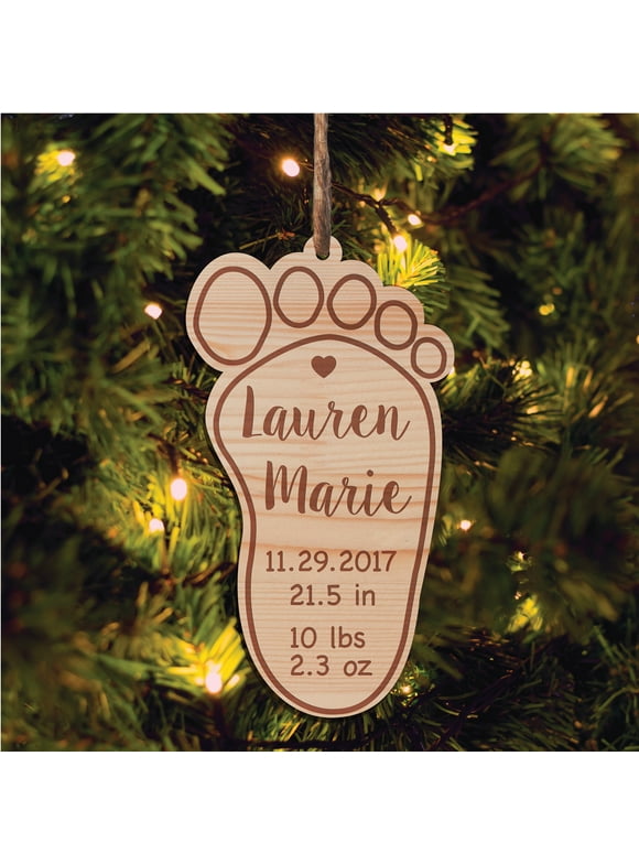 Personalized New Baby Wood Christmas Ornament