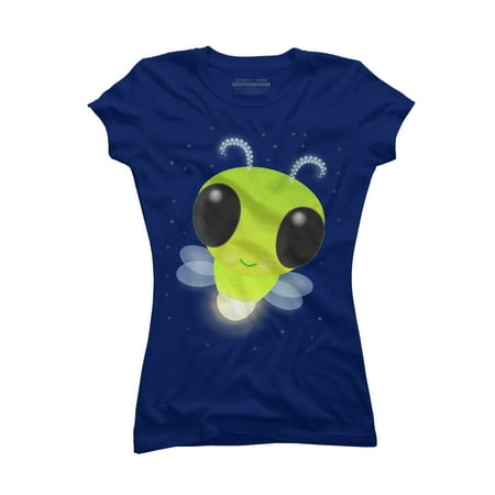 

Cute green glow bug firefly cartoon illustration Juniors Royal Blue Graphic Tee - Design By Humans S