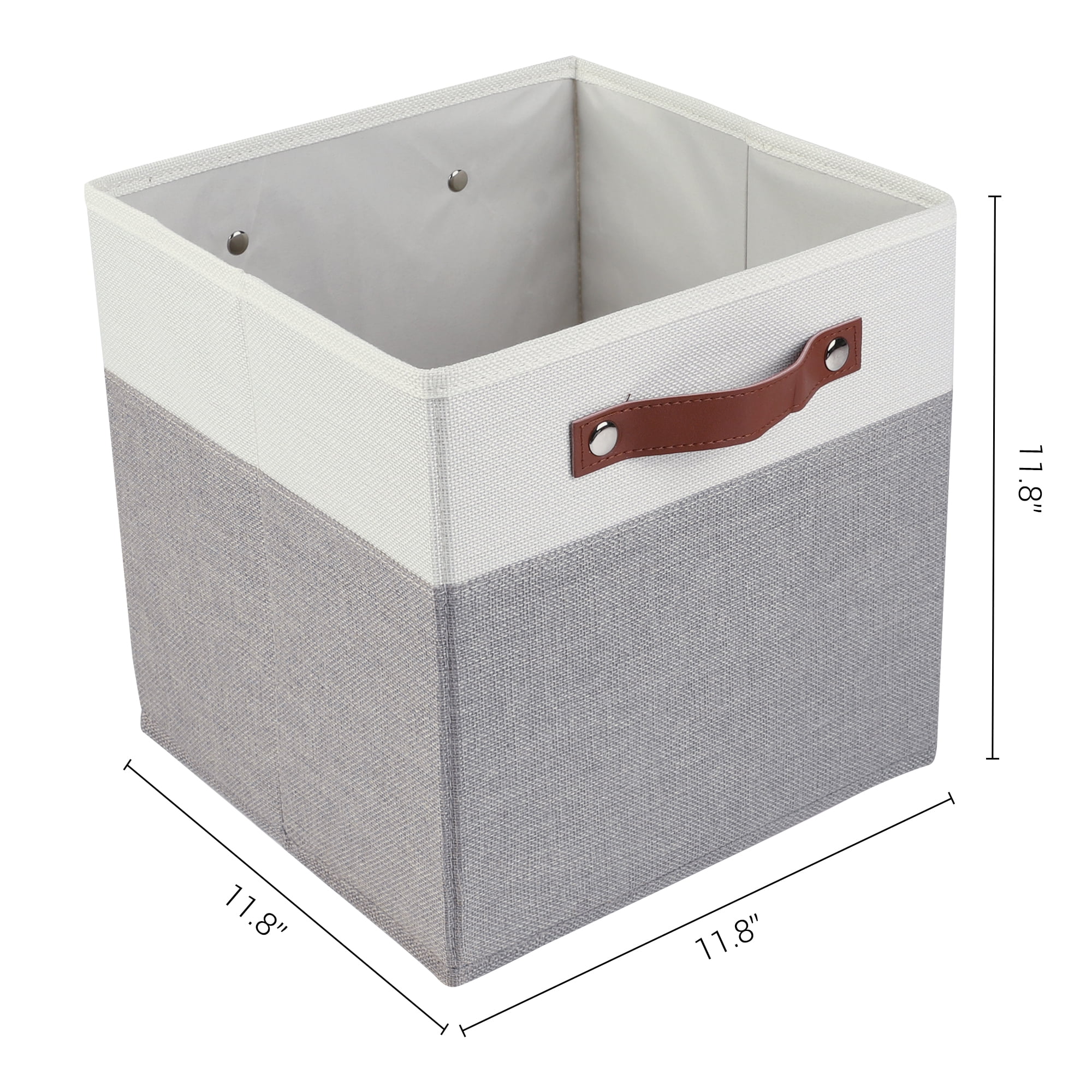 Unique Bargains Storage Cube Fabric Storage Bin with Handles Gray 11.8*11.8*11.8in