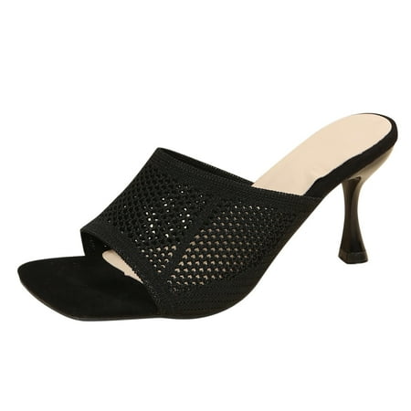 

Dtydtpe Fashion Spring And SSummer Women Sandals High Heels Flying Woven Hollow Slippers Open Toe Fish Mouth Double Buckle Sandals for Women Size 13 Slide Sandals for Women Comfortable Womens Me