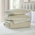 thumbnail image 3 of VCNY Home Embroidered 3-Piece Taupe Pick Stitch Microfiber Quilt Set, Full/Queen, 3 of 6