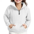 thumbnail image 3 of EnJoCho Girls Knit Half Zip Sweatshirt, Lapel Neck Long Sleeve Pullover for Autumn Winter, Warm Cozy Classroom Sweater with Thumb Holes & Ribbed Cuffs, 3 of 9