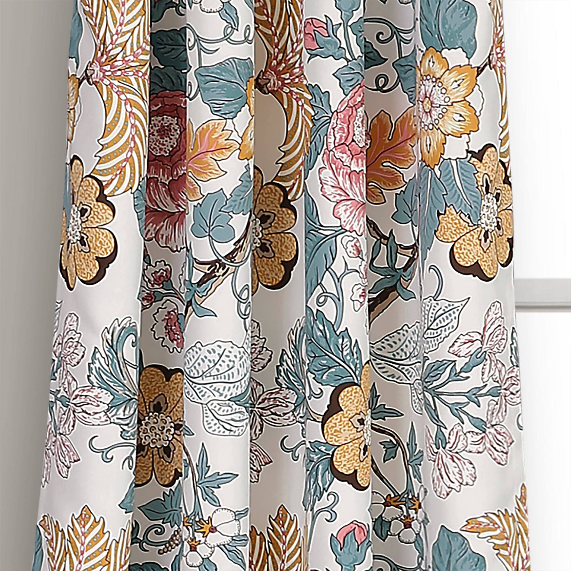 Lush Decor Sydney Room Darkening 84" x 52" Floral Blue 3" Rod Pocket 2-Piece Set Window Panel