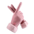 thumbnail image 1 of 1 Pair Thickened Plush Lining Cartoon Pattern Windproof Driving Gloves Fluffy Cuffs Touch Screen Driving Gloves Hand Protect Cover, 1 of 10