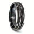 thumbnail image 4 of Edward Mirell Titanium Black Ti with Grooves 6mm Band EMR132, 4 of 7