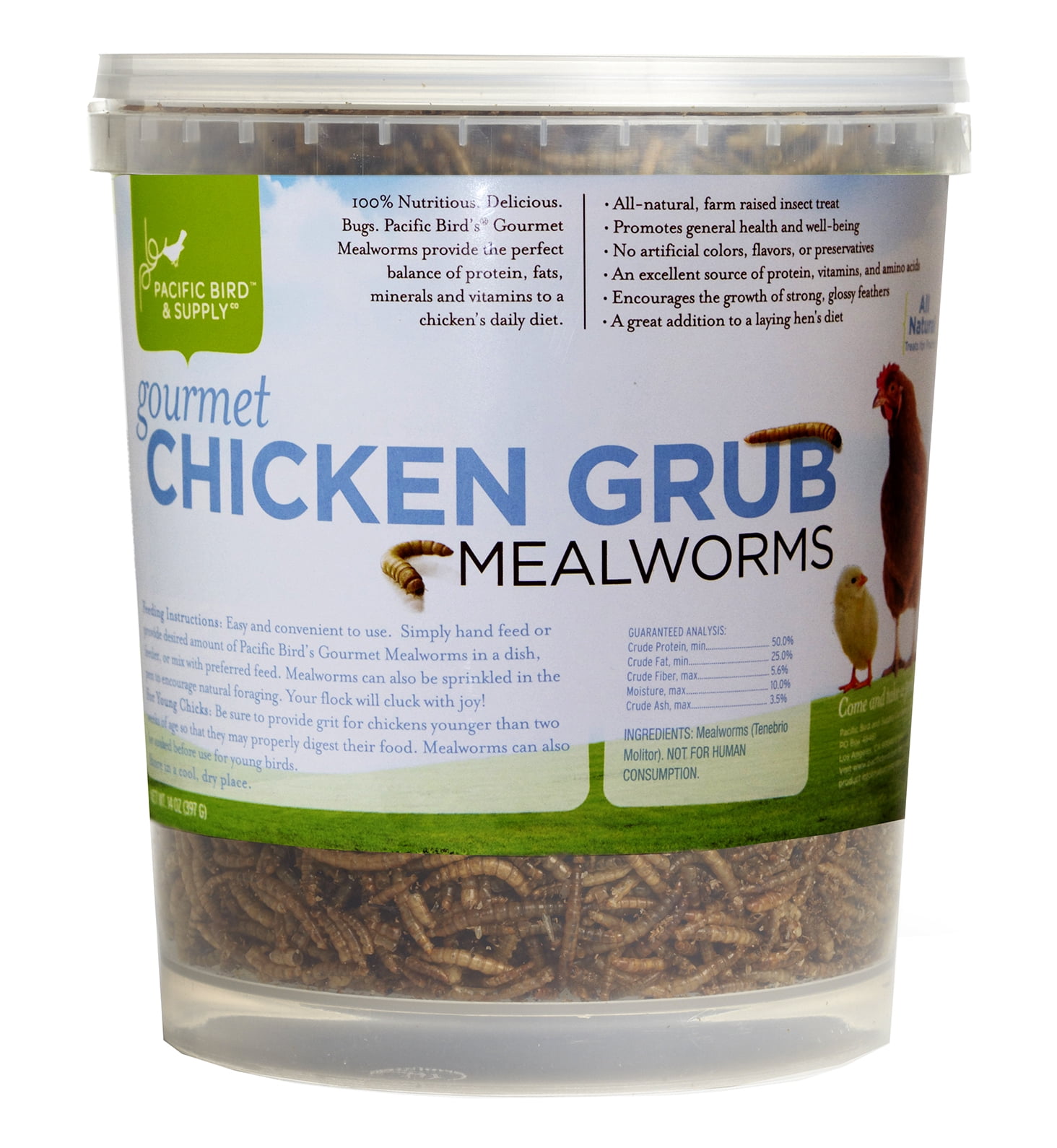 Pacific Bird & Supply PB0050 14 oz Gourmet Chicken Grub Mealworms