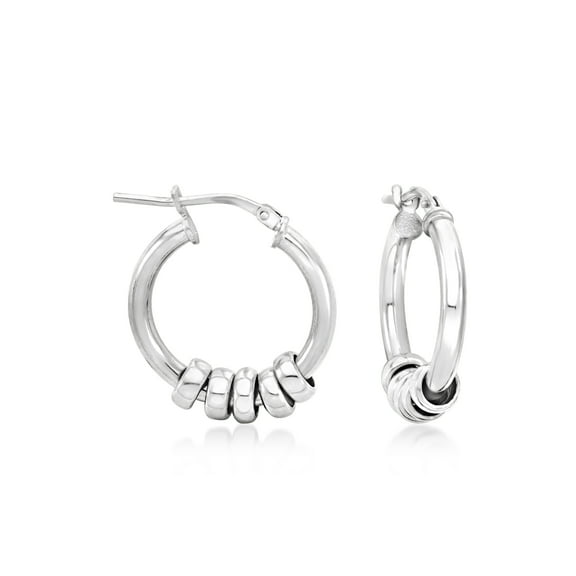 Ross-Simons Italian Sterling Silver Hoop Earrings With Removable Beads, Women's, Adult