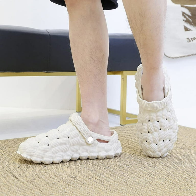 Men s and Women s Massage Bubble Lychee Slides Fun Non slip Spa Slippers Gym Shower Bedroom Sandals Soft Pillow Decompression Slippers Peanut