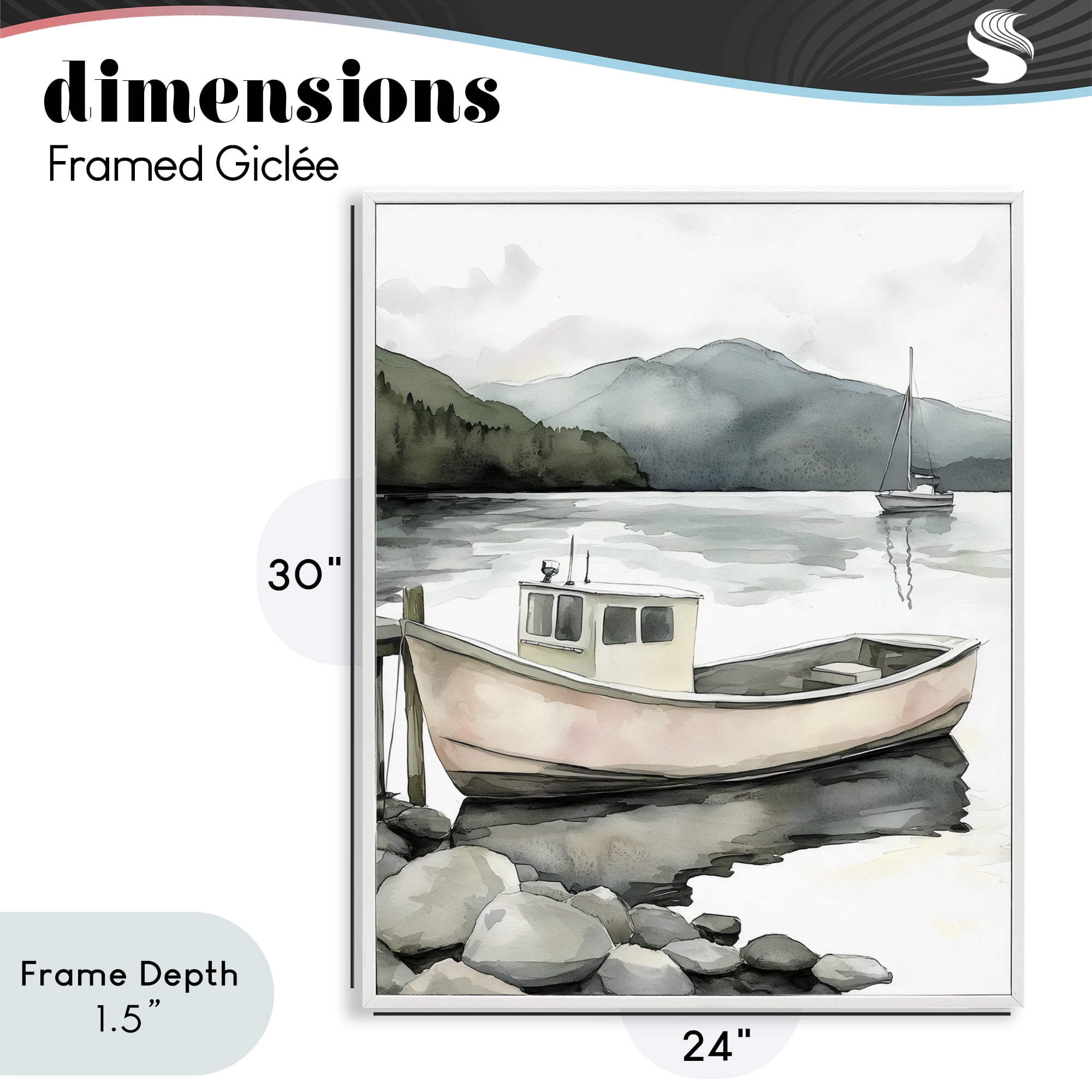 Stupell Industries Coastal Calm Docked Boat White Framed Giclee Art, design by Riley B