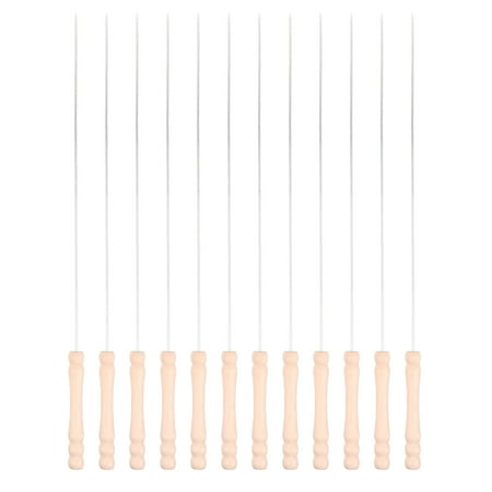 

12 Pcs BBQ Sticks with Wooden Handle Barbecue Fork Party Barbecue Skewers Outdoor Stuff Barbecue Sticks Long