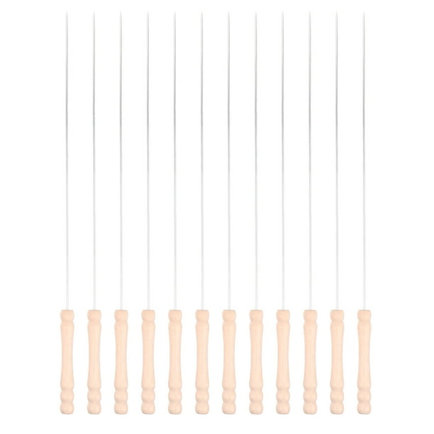 12 brochetas de acero inoxidable para barbacoa, agujas para barbacoa al aire libre
