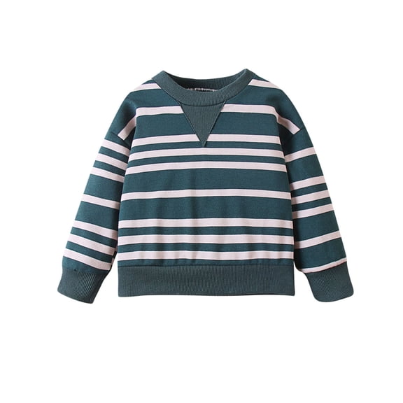 KyCheLot Long Sleeve Shirt for Boys Stripe Crew Neck Tee Loose Casual Tops for Schoo or Daily Wear
