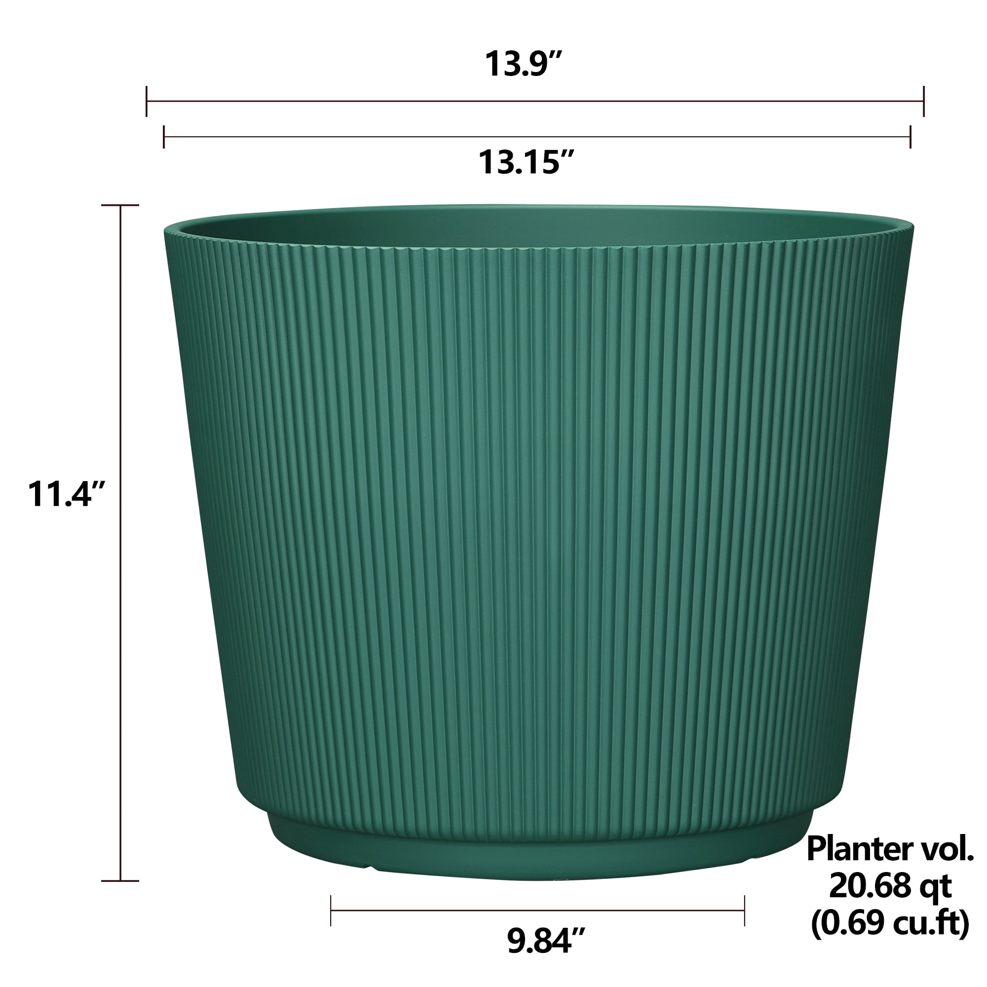 Mainstays 13.9" D x 11.4" H Parker Green Recycled Resin Planter