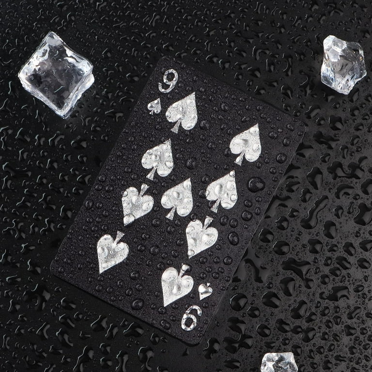 Sinekong Plastic Playing Cards, Waterproof Black Poker Card Set