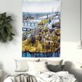 thumbnail image 3 of European Tapestry, Aerial View of Riga City European Cultural Urban Print Horizon with Old Tower, Wall Hanging for Bedroom Living Room Dorm Decor, 40W X 60L Inches, Multicolor, by Ambesonne, 3 of 5