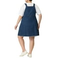 thumbnail image 3 of Agnes Orinda Women's Plus A Line Denim Overall Dress Midi Skirt, 3 of 6