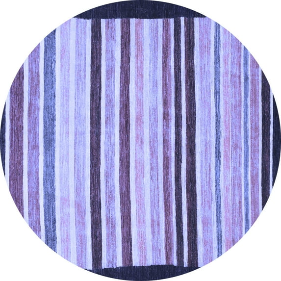 Ahgly Company Machine Washable Indoor Round Abstract Blue Modern Area Rugs, 4' Round