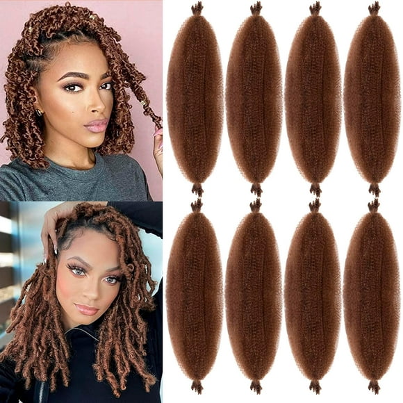 shiyou-Springy Afro Twist Hair 16 inch 8Packs Pre Fluffed Marley Twist Braiding Hair Spring Twist Hair Wrapping Hair for Soft Locs Hair Extensions (30#, 16 inch(8Packs))
