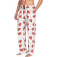 thumbnail image 2 of Uemuo Hand Drawn Strawberry Pattern Men's Wide Leg Palazzo Lounge Pants with Pockets Light Weight Loose Comfy Casual Pajama Pants-Small, 2 of 9