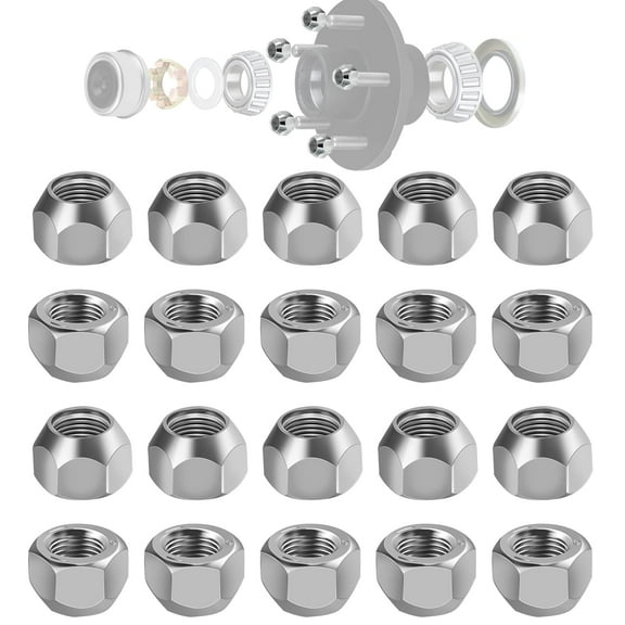 20 PCS 1/2-20" Trailer Wheel 509 Lug Nuts，Galvanized Trailer Lug Nuts fit for 1/2" Wheel Lug Studs Dexter EZ Lube Trailer Camper RV，Trailer Axle Hub Tire Lugs Nuts Open End Acorn Nut.