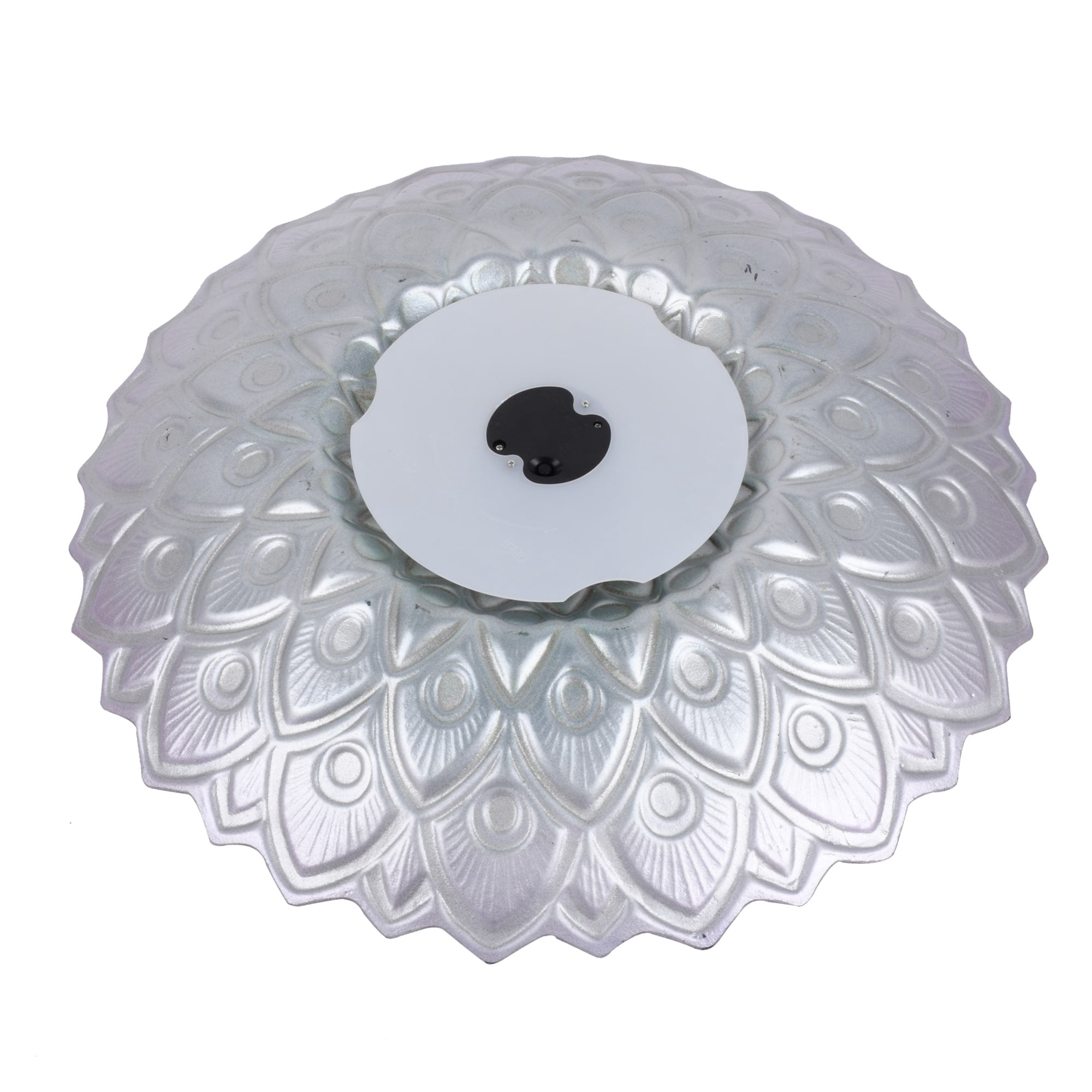 Hi-Line Gift Ltd 78415-R Solar Peacock Blue Geometric Glass Bird Bath with Stand