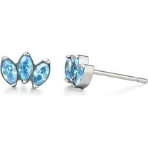 Limerencia Pure Titanium Hypoallergenic Earrings Blue Crown Zirconia Implantable Grade For Sensitive Ears