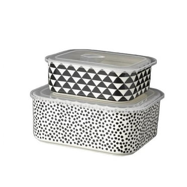 Thyme & Table 4-Piece Rectangle Ceramic Baking Dish & Lid Set - Dot