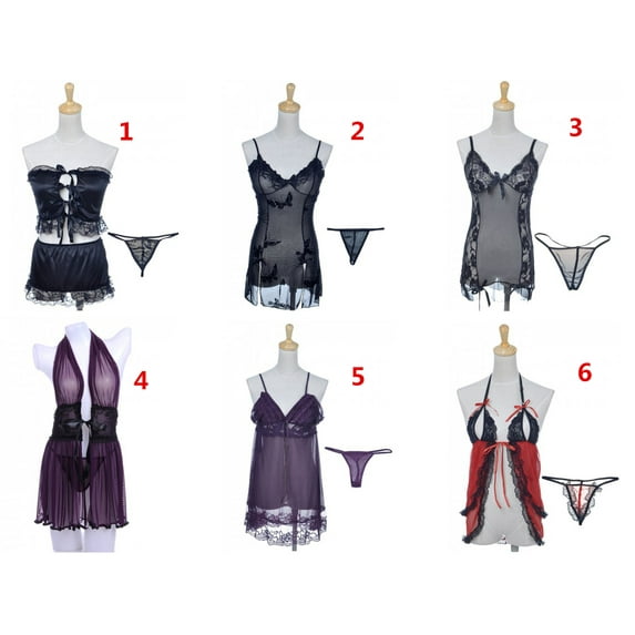 S/M Sexy Lingerie Sleepwear Lace Women G-string Dress Underwear Babydoll Nightwear