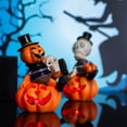 thumbnail image 3 of Halloween Pumpkin Figurine Spooky Decor Jack O Lantern Ornament Haunted House Accent Character Tabletop Decoration Fall Party Display A, 3 of 5