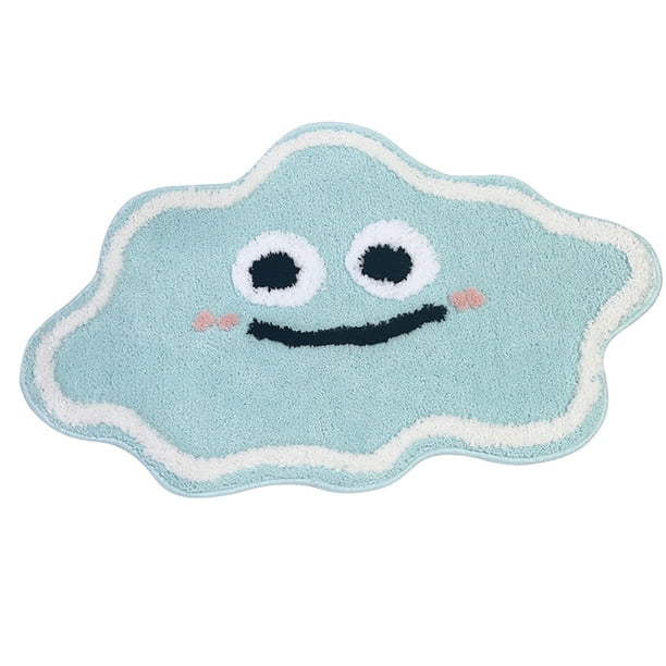 Yhmxh Decoración del baño Alfombra antideslizante para baño con diseño de nubes sonrientes, para puerta de inodoro, con efecto flocado, absorbente de agua Gabinete de almacenamiento de baño