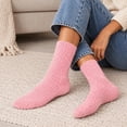 thumbnail image 5 of MKOSPLRT Ladies Cozy Mid‑Calf Floor Sleeping Socks Thick Plush Flannel Fleece Winter Thermal House Socks Hot Pink Soft Warm Casual Home Socks Cold Season Daily Wear, 5 of 7