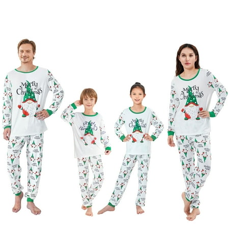 

Family Matching Christmas Pajamas Set Santa Claus Print Long Sleeve Tops and Pants Sleepwear Soft Nightwear