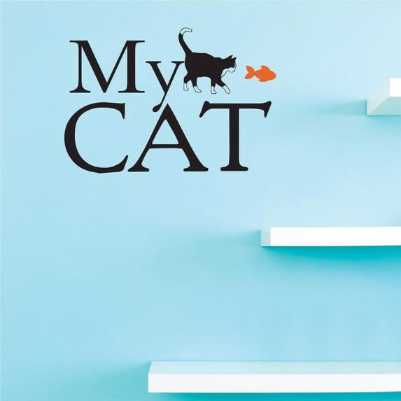 Custom Decals My cat Wall Art Size: 16 Inches x 40 Inches Color: Multi