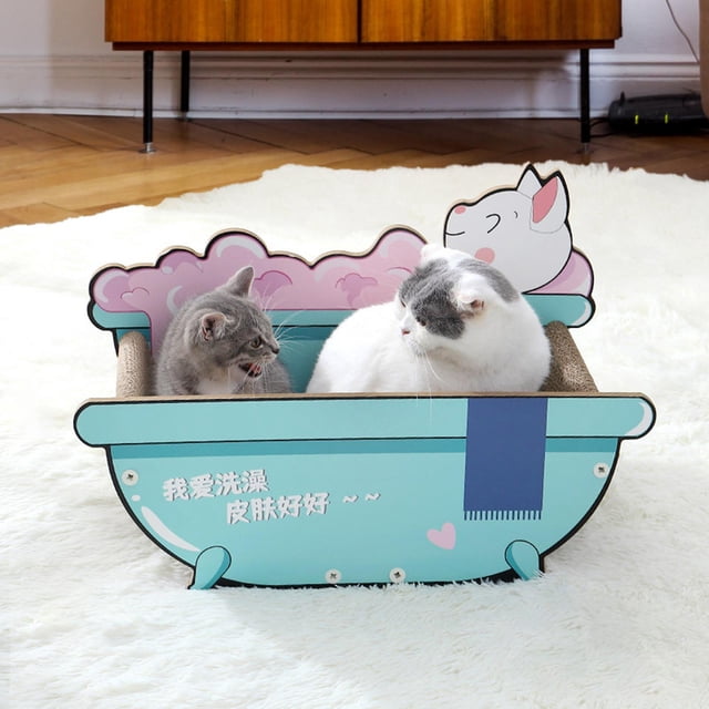 Rascador para gatos en barco, cama de salón, sofá de cartón duradero para gatos, almohadilla rascadora para gatos Verde Yinane Salón rascador para gatos
