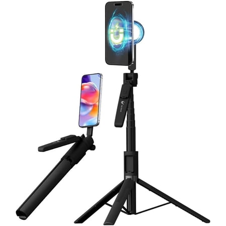 2026 4-in-1 Magnetic Selfie Stick with 360&deg; Rotating Tripod and Wireless Remote for iPhone & Android&mdash;Portable for Travel Carry on Selfie (Magnetic)