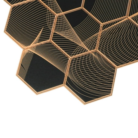 Black Gold Faux Hexagon Mosaic, 3.2 ft x 1.6 ft, PVC 3D Wall Panel