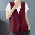 thumbnail image 2 of LISTHA Women's Summer Vest Vintage Cotton Linen Vest Loose Sleeveless Thin Vest Solid Color Waistcoat Jacket Wine XL, 2 of 5