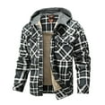 thumbnail image 3 of Men Warm Jacket Fleece Lining Lumberjack Plaid Hooded Jackets Snap Button, 3 of 10