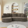 thumbnail image 4 of FFH 121" Modular Sectional Sofa, Oversized L-Shape Cloud Couch, Corduroy Curved Sofa for Living Room, Brown, Left Facing Chaise, 4 of 11