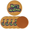 thumbnail image 2 of Christmas 6PCS Round Microfiber Leather Coasters Set, 11x11 cm/4.3x4.3 in Absorbent Drink Mats for Home, Kitchen, and Office - and Easy to Clean Table Coasters, 2 of 6