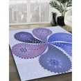 thumbnail image 3 of Ahgly Company Machine Washable Indoor Round Transitional Blue Angel Blue Area Rugs, 4' Round, 3 of 7