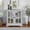 White, variant on LED Curio Display Cabinet – Retro Oak Design with Adjustable Shelves & Lattice Doors, Versatile Home Decor Storage & Showcase (Elegant Bookcase Option)