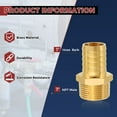 thumbnail image 2 of Uxcell Pack of 4 Brass Hose Barb Fittings 1/2" Hose Barb to 1/2" NPT Male Fittings, 2 of 7