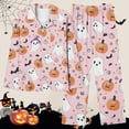 thumbnail image 6 of Enjoytime Fall Winter Pjs for Women Set Halloween Printed Lapel Long Sleeve Button Down Blouse Pants Pumpkins Ghost Pajamas Trendy Cozy Cute Loungewear, 6 of 6