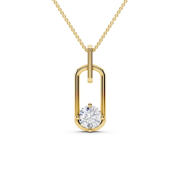1.00 Ct Solitaire Pendant Necklace for Women in 14K Yellow Gold Plated S925 18 Inch D Color VVS1 Fine Jewelry Gift for Her