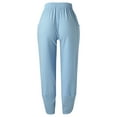 thumbnail image 6 of Womens Cotton Fashion Long Pant Elastic Waist High Waist Casual Trousers Streetwear Female Bottoms Light Blue L, 6 of 6