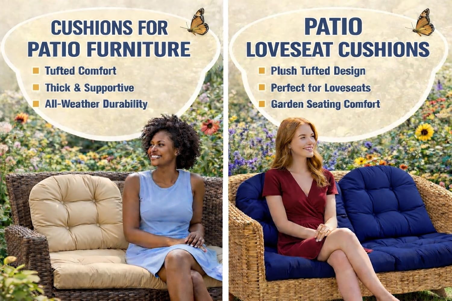 Wicker Chair Cushions for Outdoor Furniture Patio Loveseat Cushions Window Seat 19x19 Floor