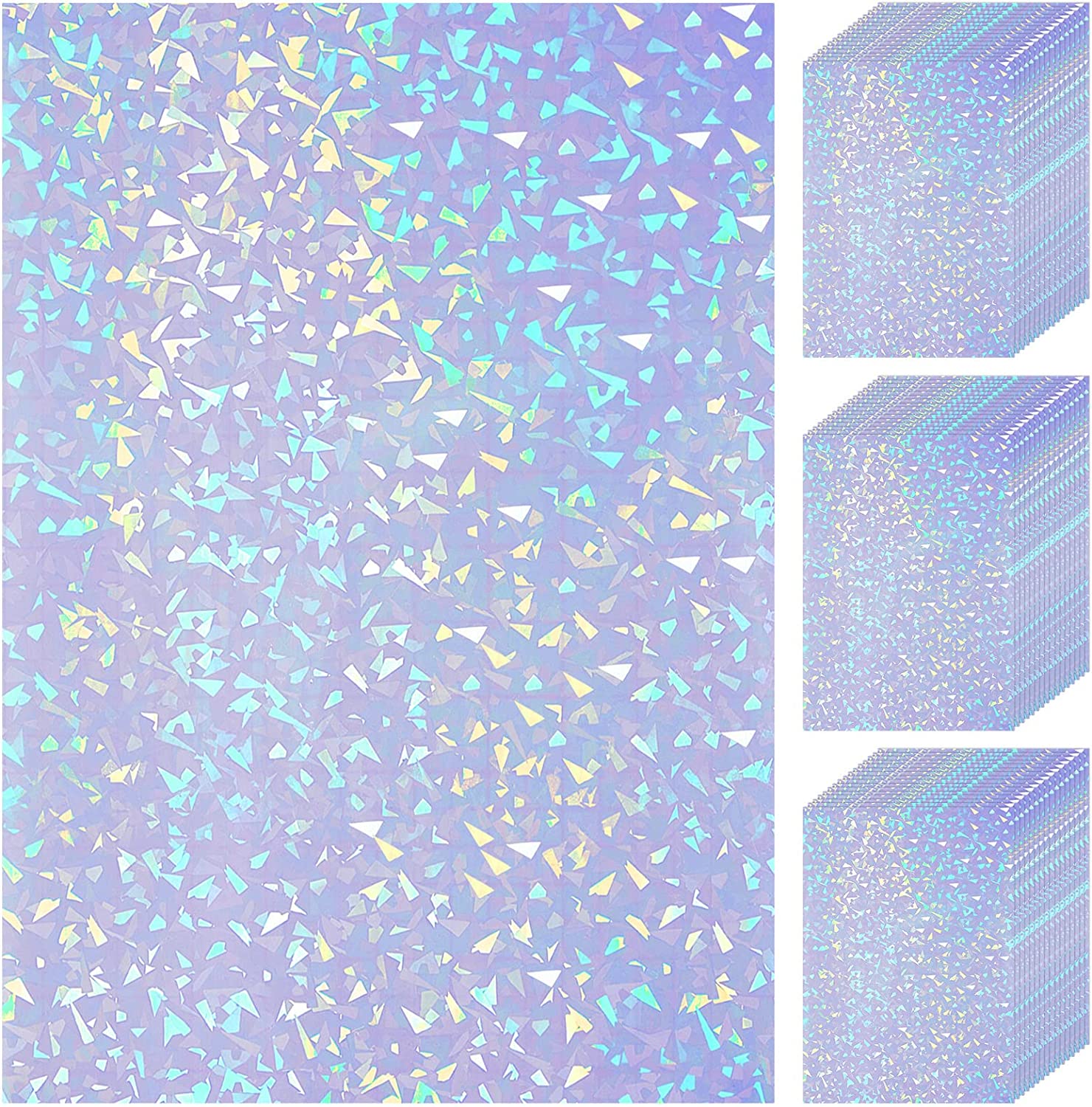 60 Sheets Holographic Laminate Sheets Clear Glitter A4 Size Vinyl ...